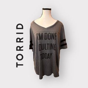 NWOT torrid women’s Football Graphic Tee Done Adulting Heather Grey 1 1X 1XL